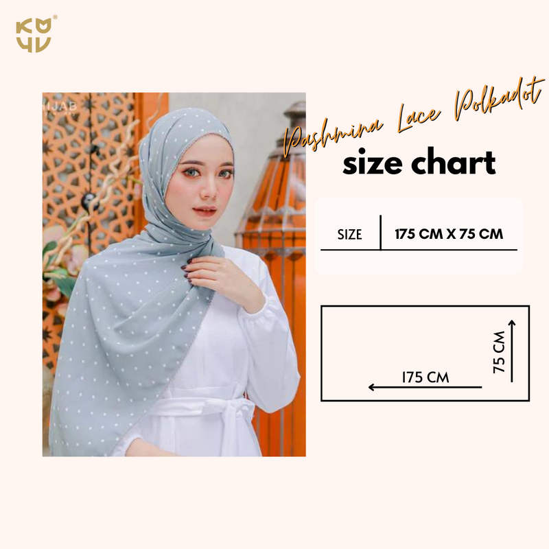Koyu Hijab Pasmina Ceruti Lace Polkadot Premium