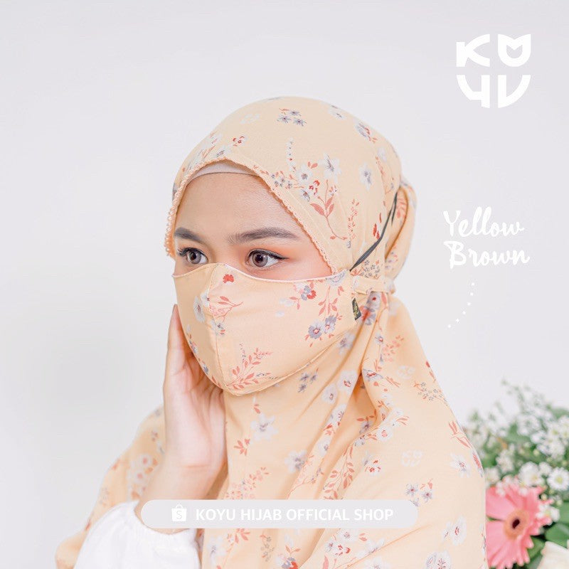 Koyu Hijab Bergo Motif Instan Viney Jepang Premium 2layer Valena