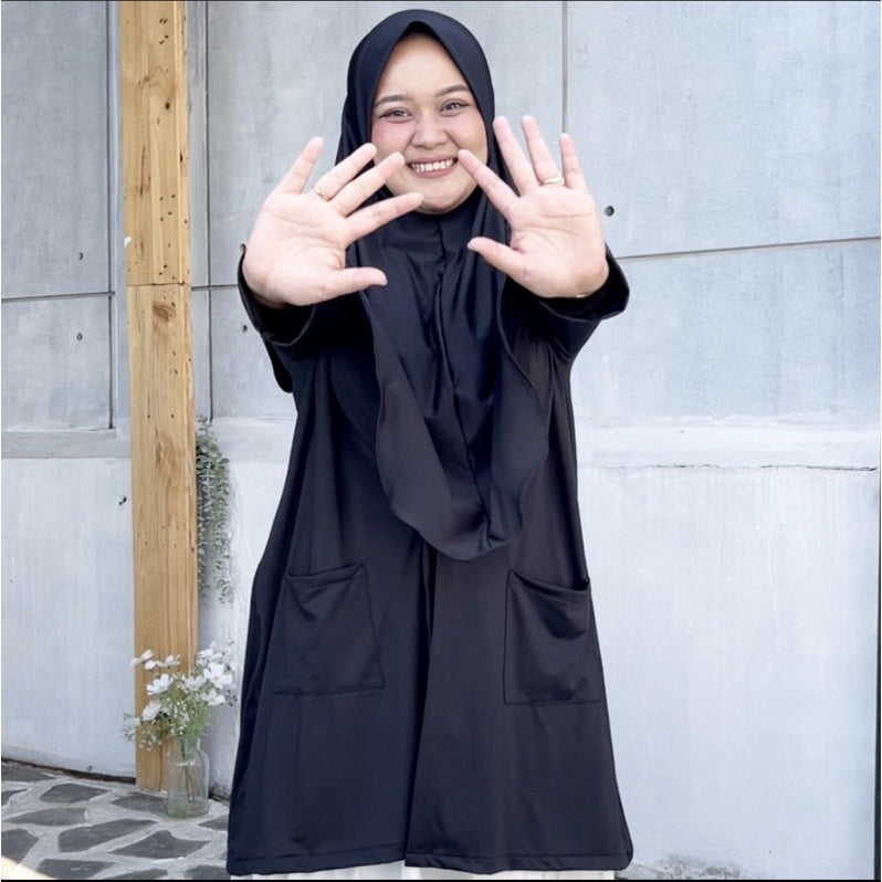 Koyu Hijab Instan Jersey Premium Queena Set Outer Praktis