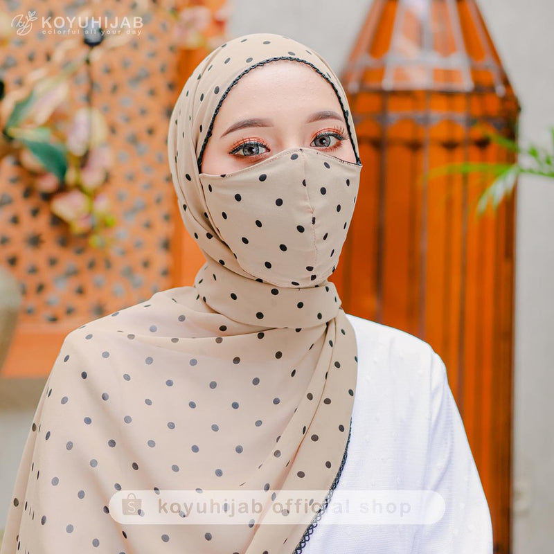 Koyu Hijab Pasmina Ceruti Lace Polkadot Premium