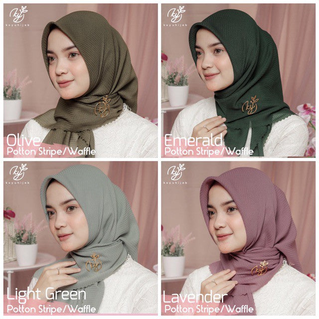Koyu Hijab Segiempat Lasercut Potton Stripe/Wafle (Part 1)