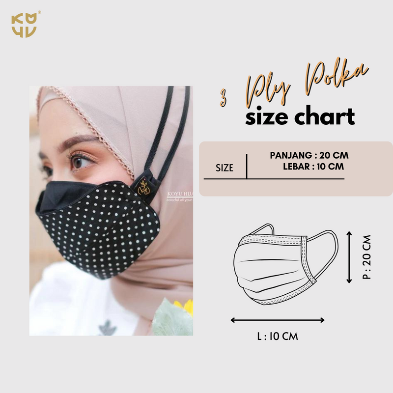 Koyu Hijab Masker 3ply Polka Xena Hot Sale