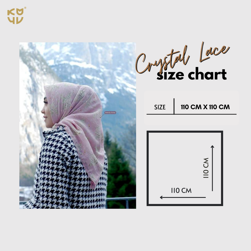 Koyu Hijab Segiempat Motif Potton Crystal Lace Winter Edition Koyu