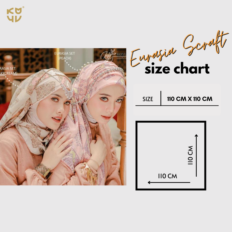 Koyu Hijab Segiempat Motif Eurasia Scraft Set Premium Turkey Series