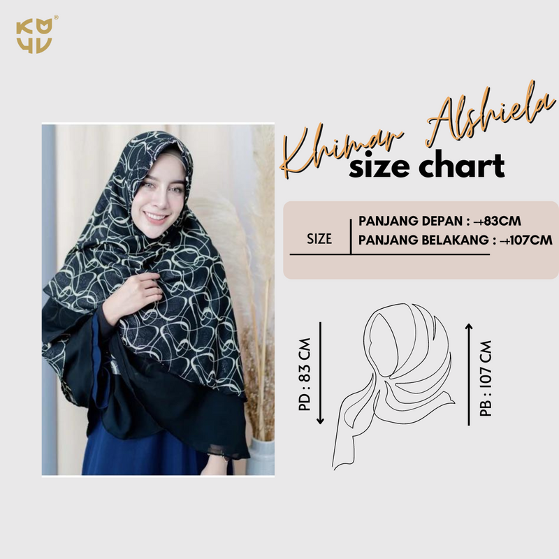 Koyu Hijab Instan Khimar Alshiela Black