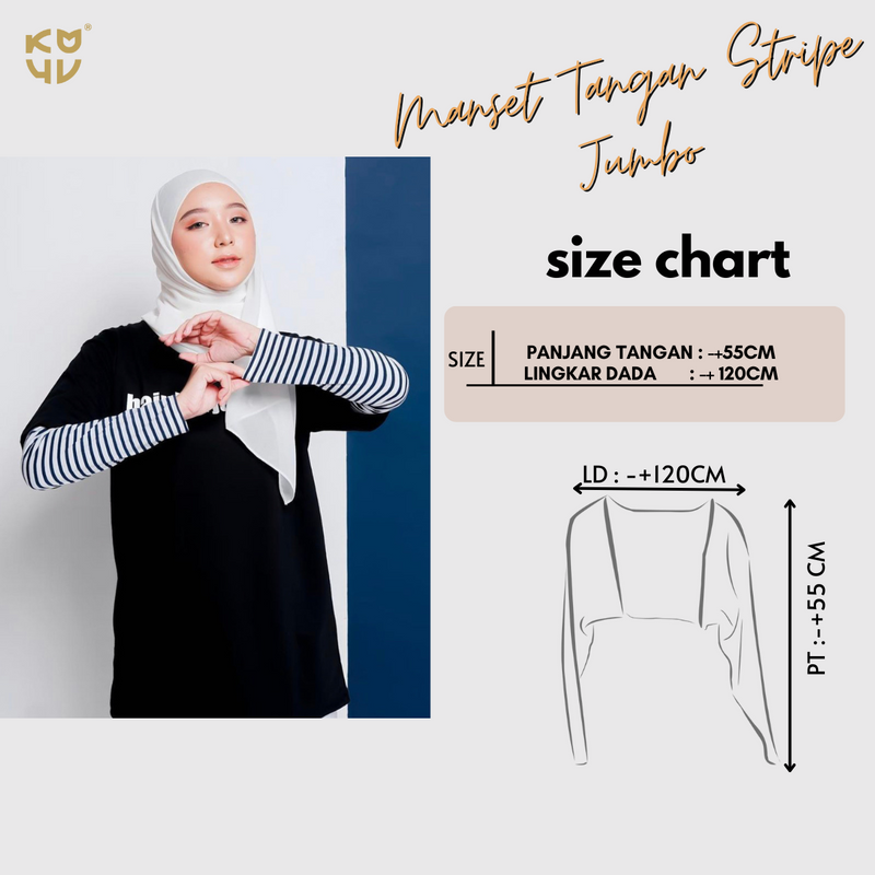 Koyu Hijab Manset Tangan Stripe Best Seller