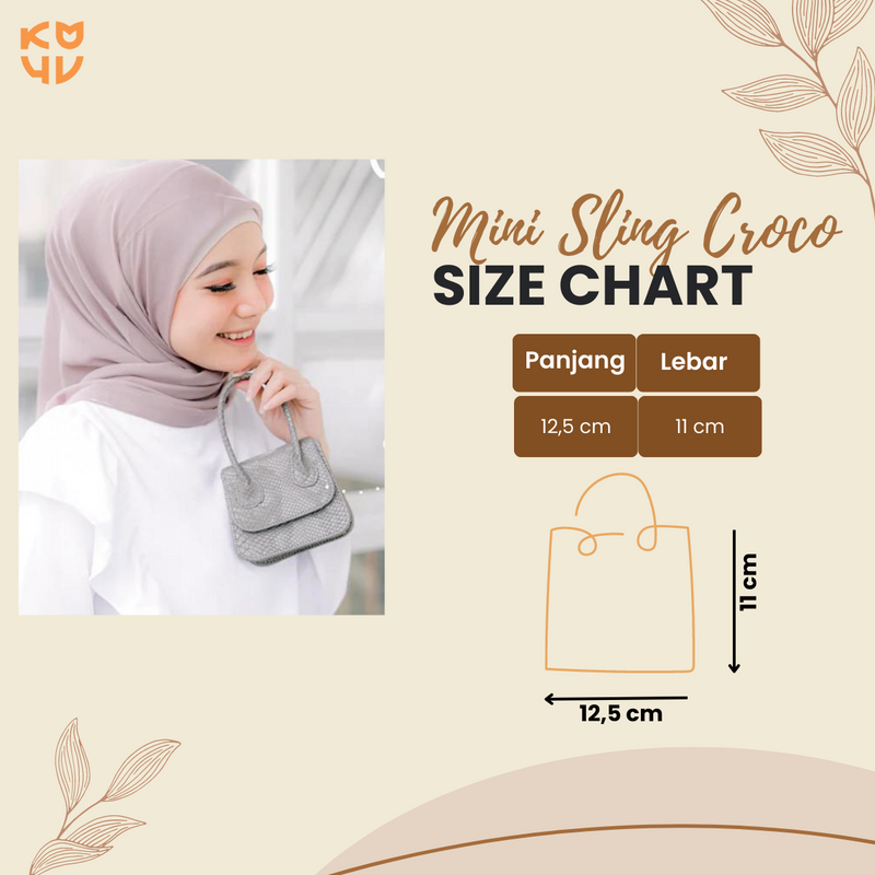 Koyu Hijab Mini Sling Bag Croco Hits Best Seller