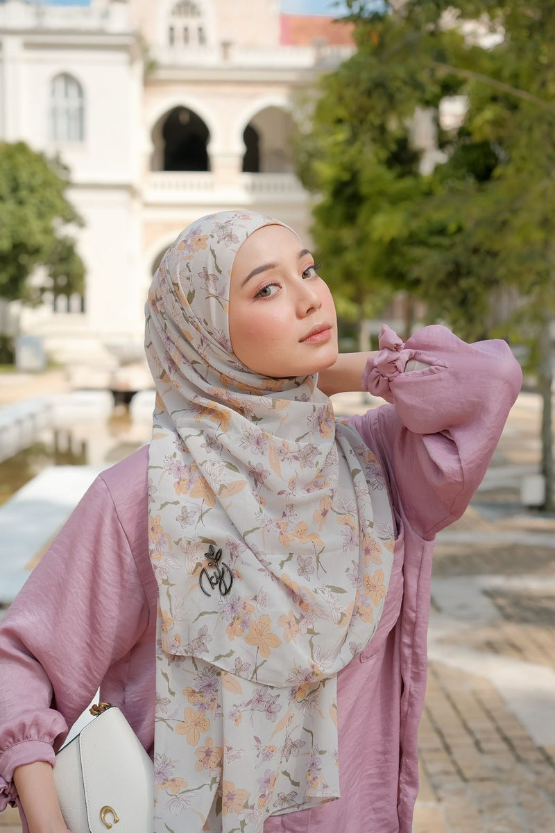 Koyu Hijab Pasmina Motif Ceruti Instan Set Iner Flowers Nania