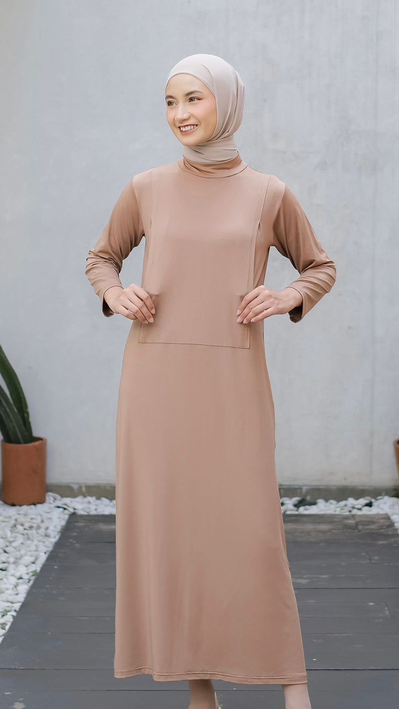 Koyu Hijab Iner Manset Dress Jersey Kalia Busui