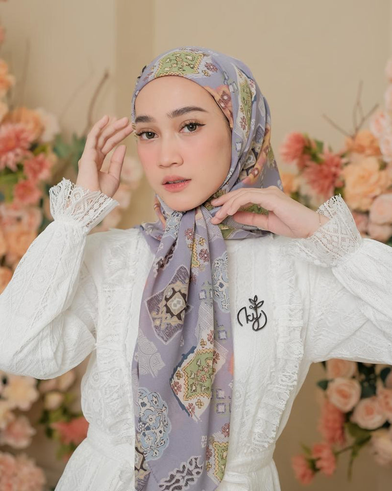 Koyu Hijab Segiempat Moti Viney Jepang Set Iner Maya