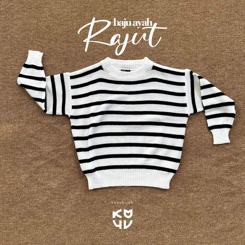 KOYU HIJAB stripe baju couple ayah dan anak (Ayah dan kids S)