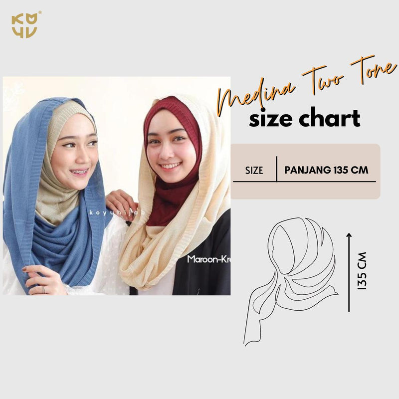 Koyu Hijab Pasmina Instant Madina Twotone
