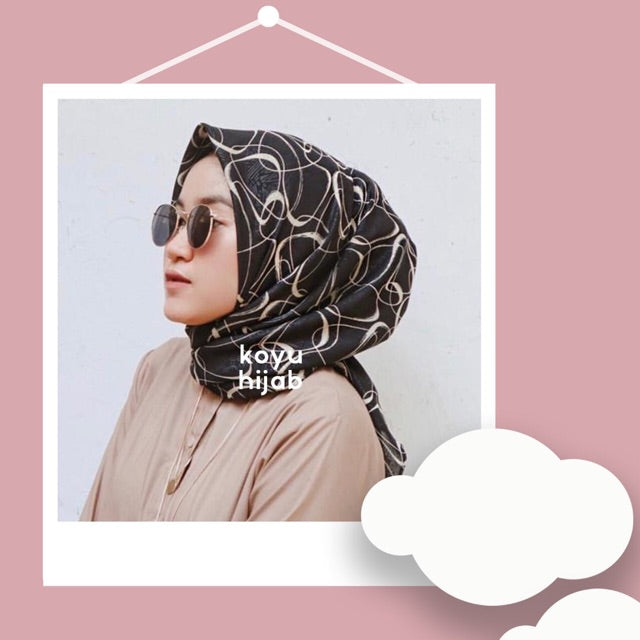 Koyu Hijab Segiempat Motif Luxury Vembos Shiela