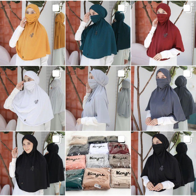 Koyu Hijab Bergo Jersey instan Alana Mask Best Seller