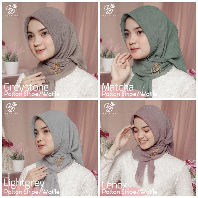 Koyu Hijab Segiempat Lasercut Potton Stripe/Wafle (Part 1)