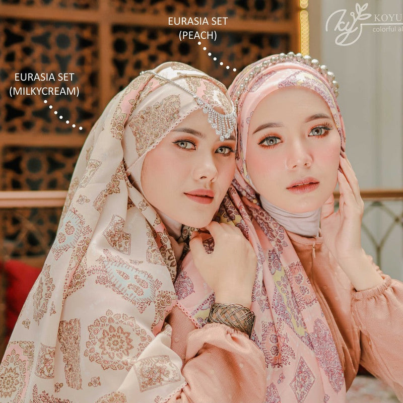 Koyu Hijab Segiempat Motif Eurasia Scraft Set Premium Turkey Series