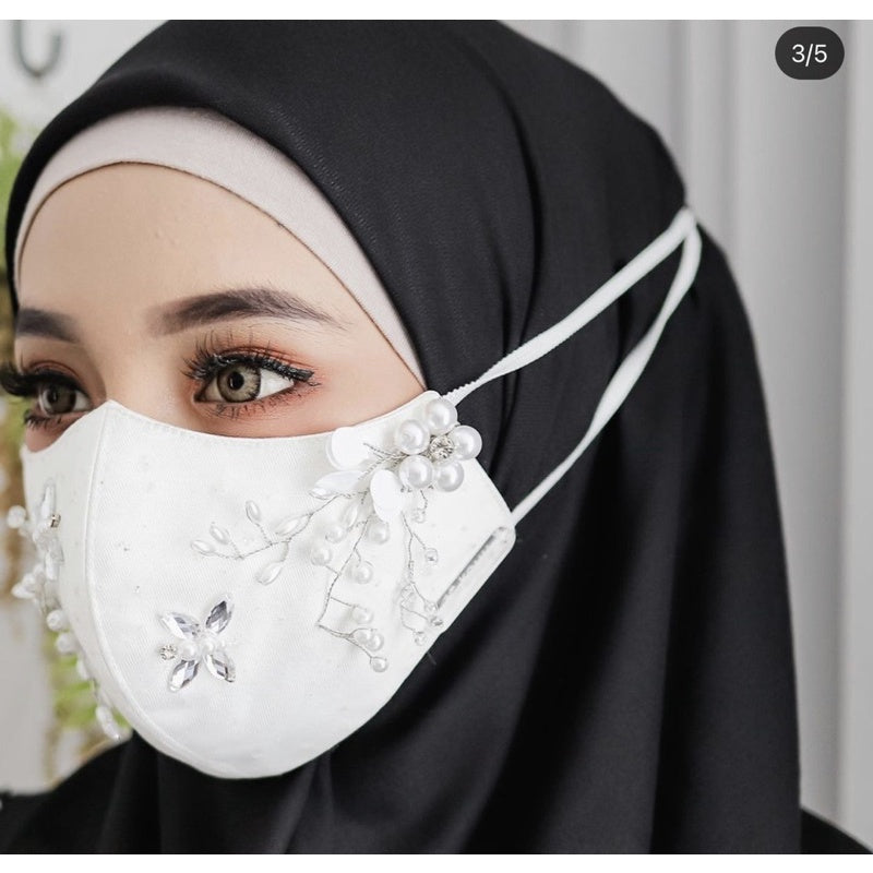 Koyu Hijab Masker Luxury Bride White