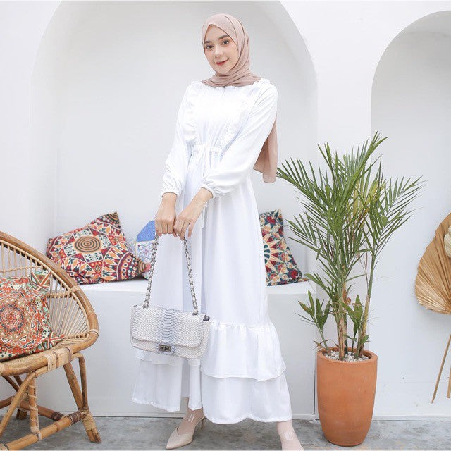 Koyu Hijab L.Zara Cela White Dress Premium