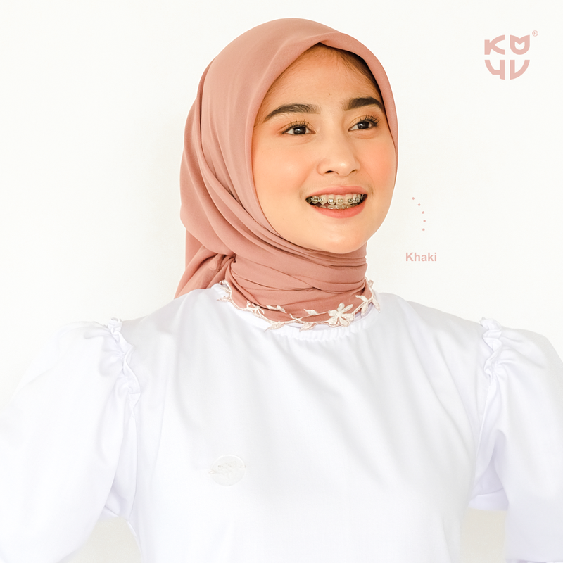 Koyu Hijab Segiempat Lace Embroidery