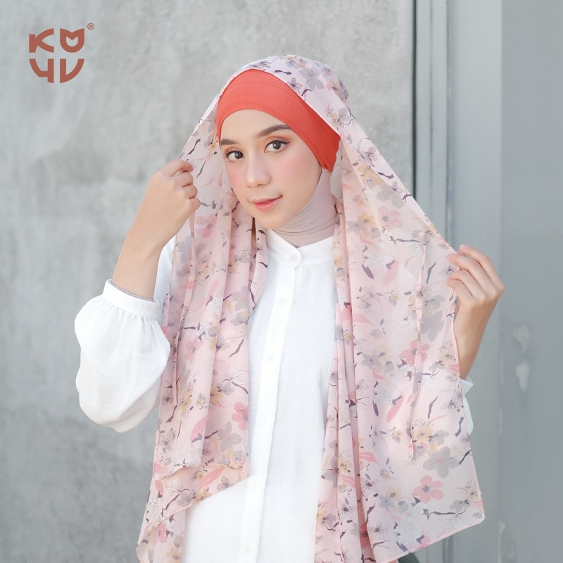 Koyu Hijab Pasmina Tali Ceruti Flowers Set