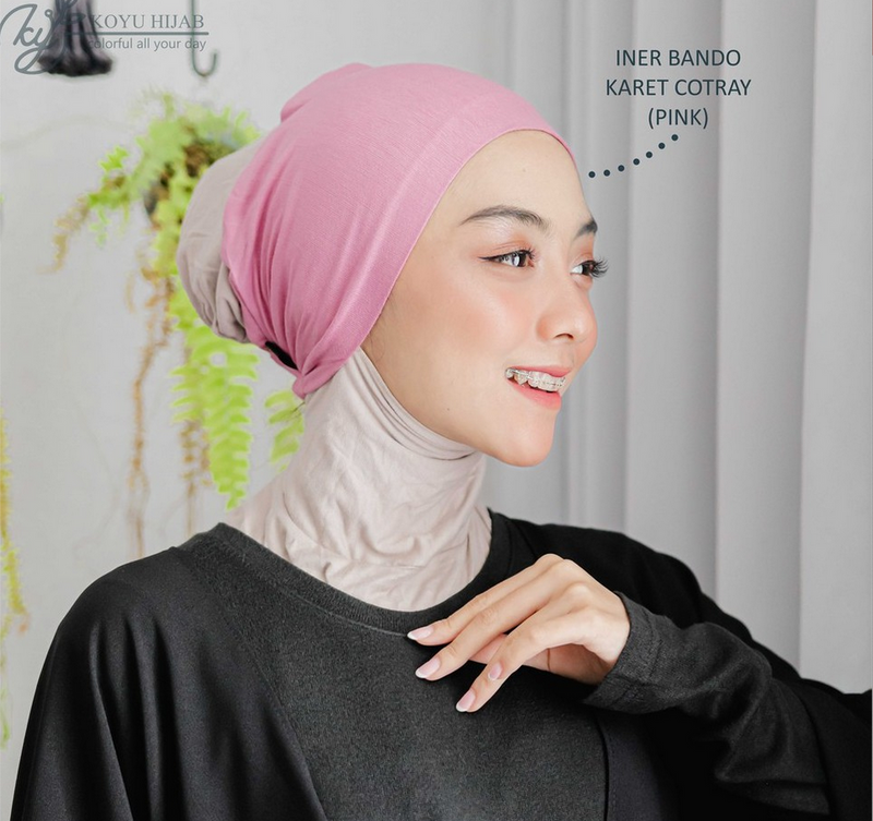 Koyu Hijab Iner Cotray Bando Karet
