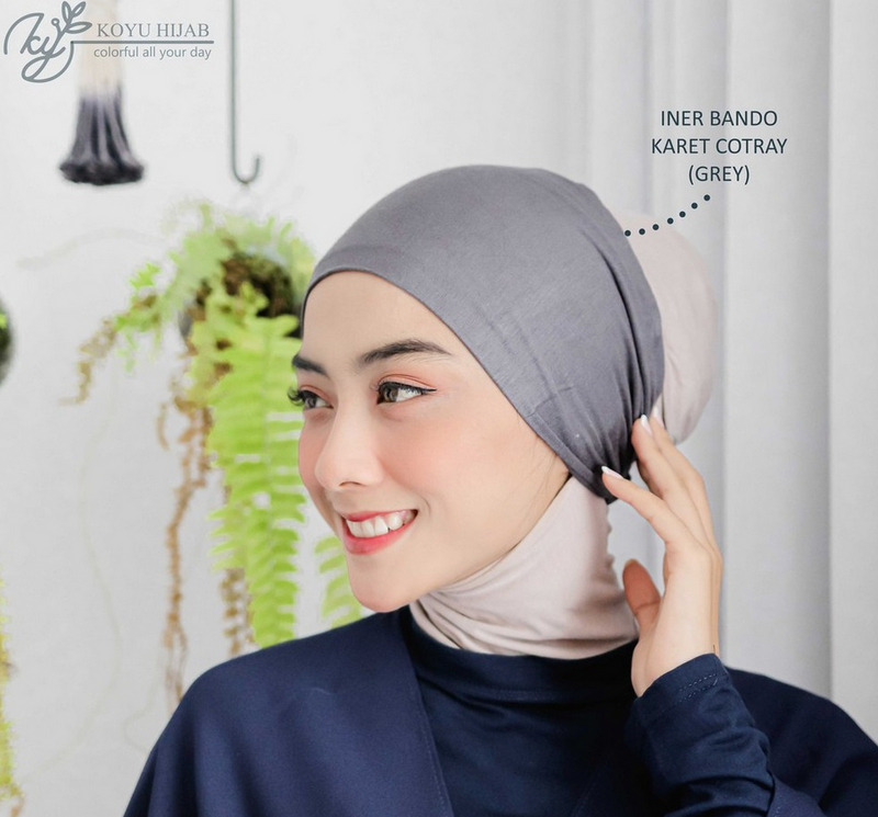 Koyu Hijab Iner Cotray Bando Karet