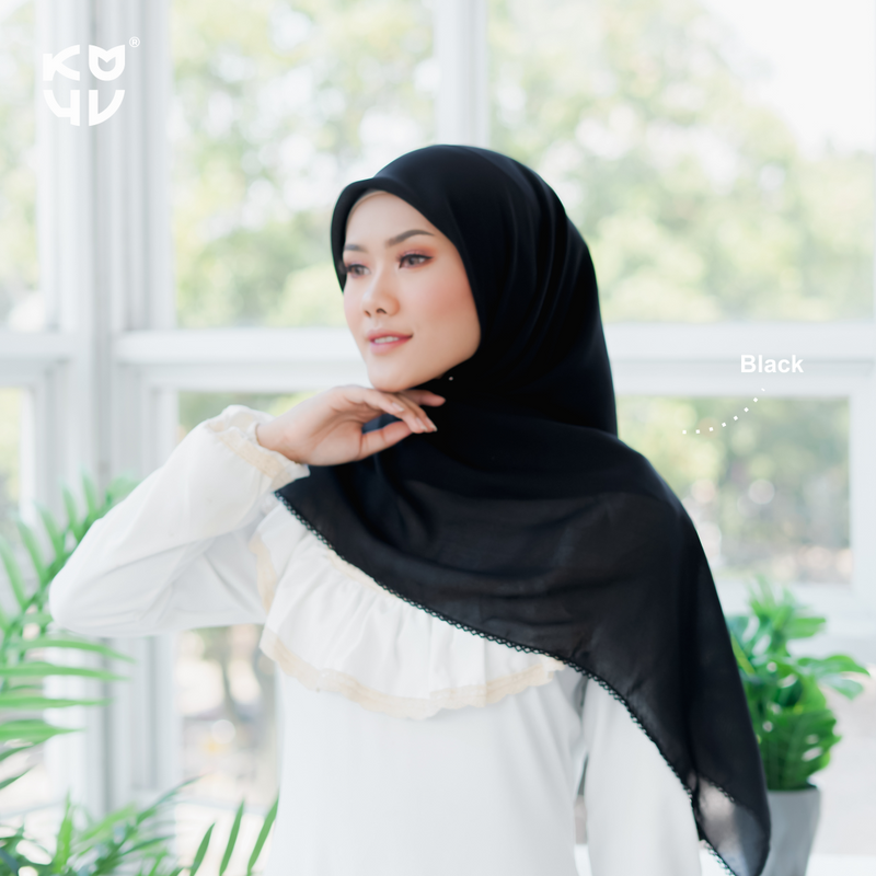 Koyu Hijab Segiempat Potton Lace Part 1