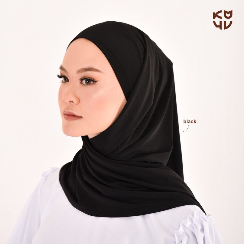 Koyu Hijab Segiempat Instant Jersey Premium Mela (Tali Segitiga)