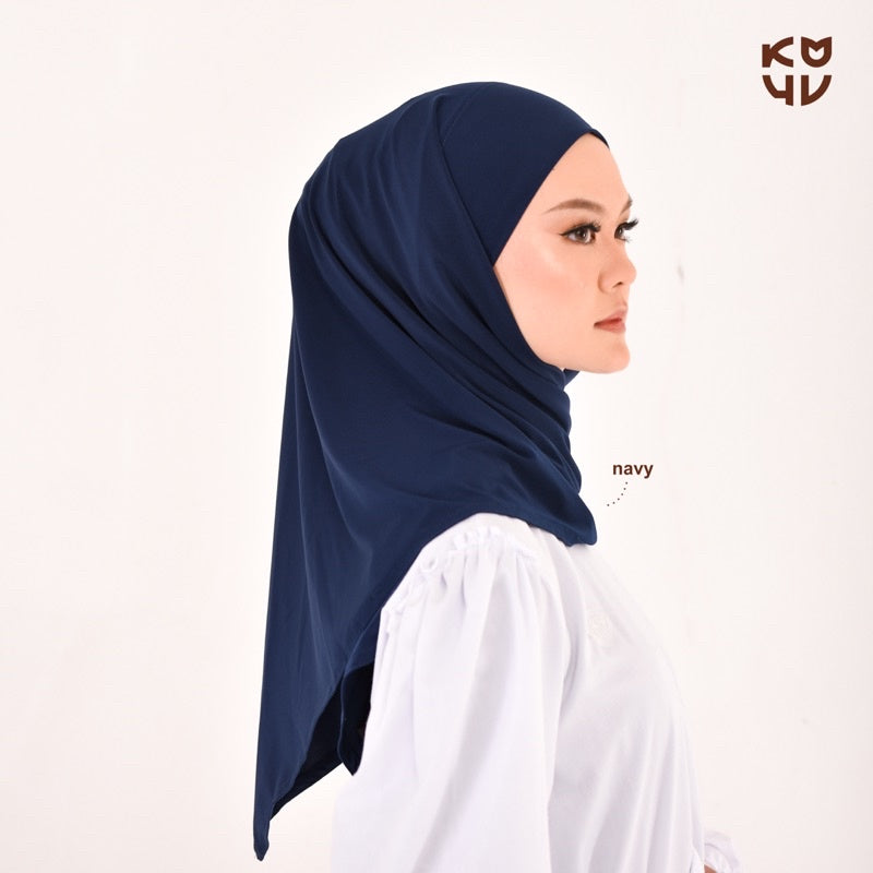 Koyu Hijab Segiempat Instant Jersey Premium Mela (Tali Segitiga)