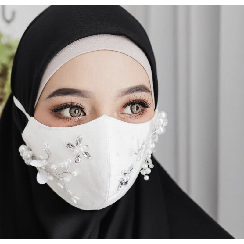 Koyu Hijab Masker Luxury Bride White