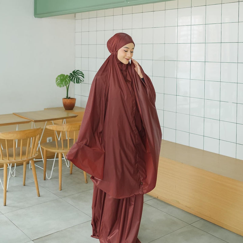 Koyu Hijab Mukena Traveling Plain Bulat Jumbo