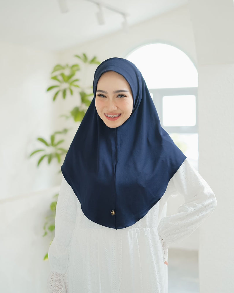 Koyu Hijab Bergo Plain Instan Jersey Premium Kifana