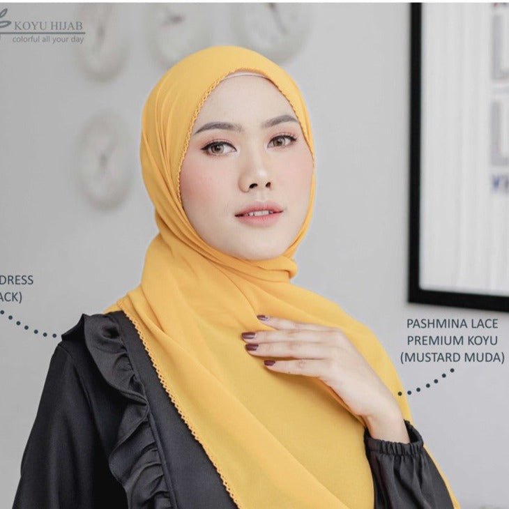 Koyu Hijab Pasmina Lace Premium Import Best Seller