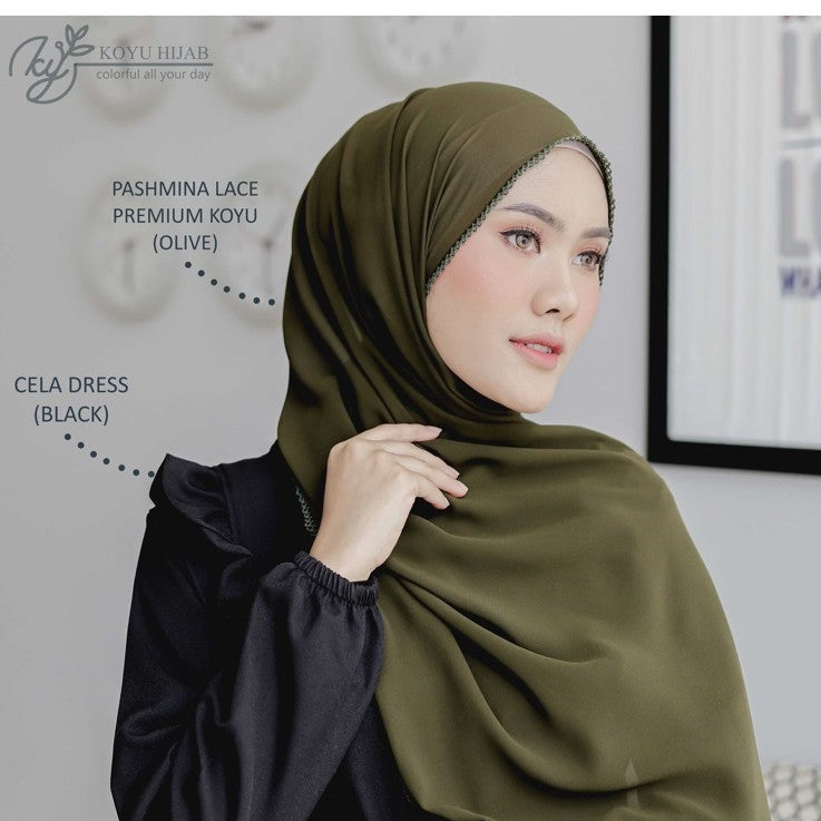 Koyu Hijab Pasmina Lace Premium Import Best Seller