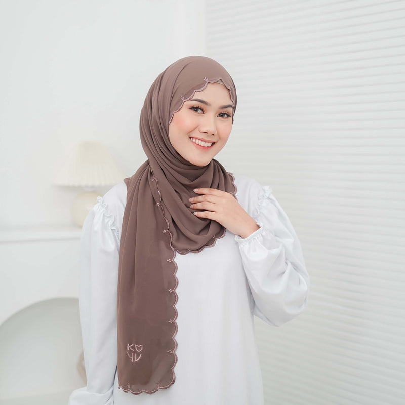 Koyu Hijab Pasmina Pamela Embroidery Premium